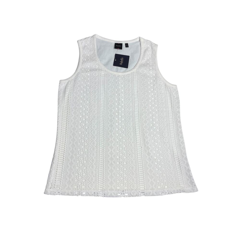 NWT Rafaella White Lace Lined Cami Tank Top‎ Sleeveless Shirt Size Large Casual